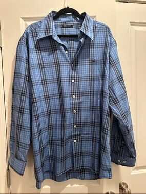 Southern marsh Men's Long-Sleeve Blue Plaid Button-Up Shirt